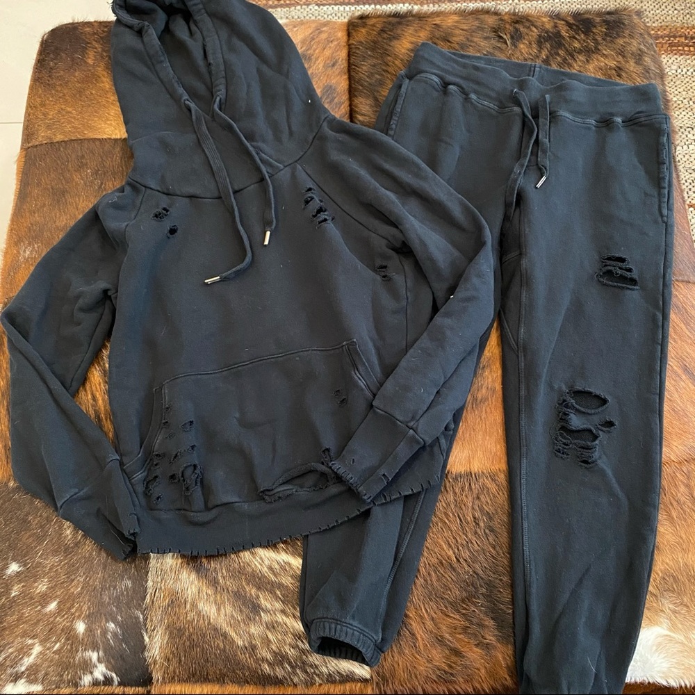 NSF Distressed Hoodie and Joggers Set